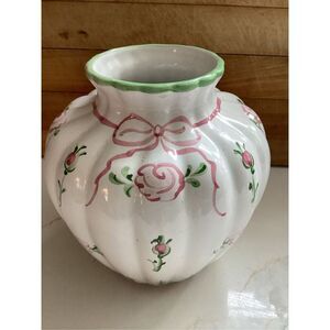 Vitoria By Porta Ceramic Floral Vase Handpainted 1446 Portugal